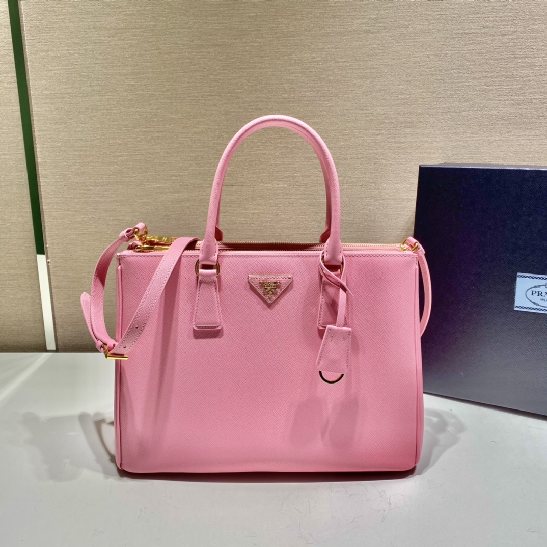 Prada Large Galleria Saffiano Leather Bag Tote Shoulder Bag Pink 1BA274